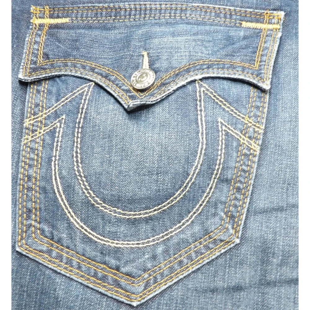 VTG Y2K True Religion World Tour Men 42 Section Straight USA Flap Pocket Jeans